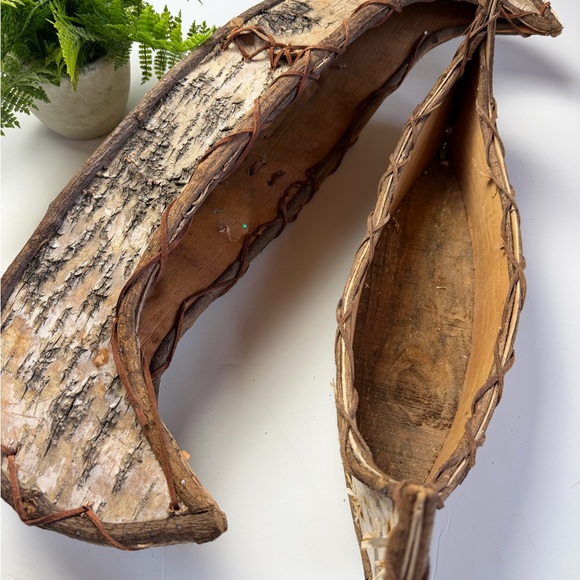 Two Rustic Birch Wood Decorative Canoes - Picture 11 of 14